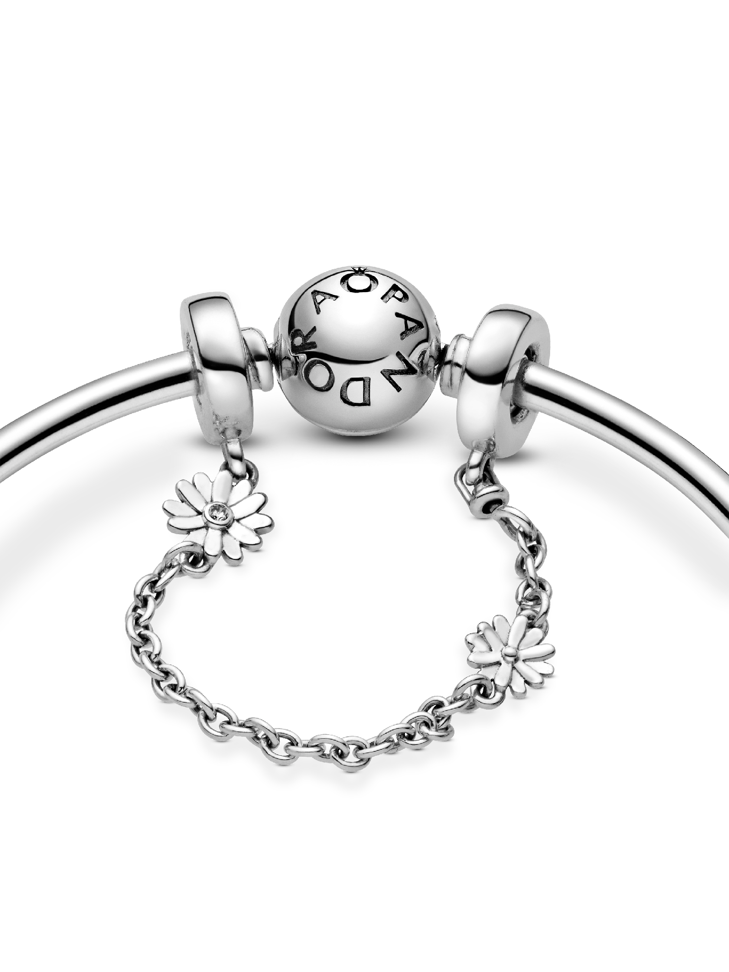 Daisy Flower Safety Chain Charm | スターリングシルバー | パンドラ'