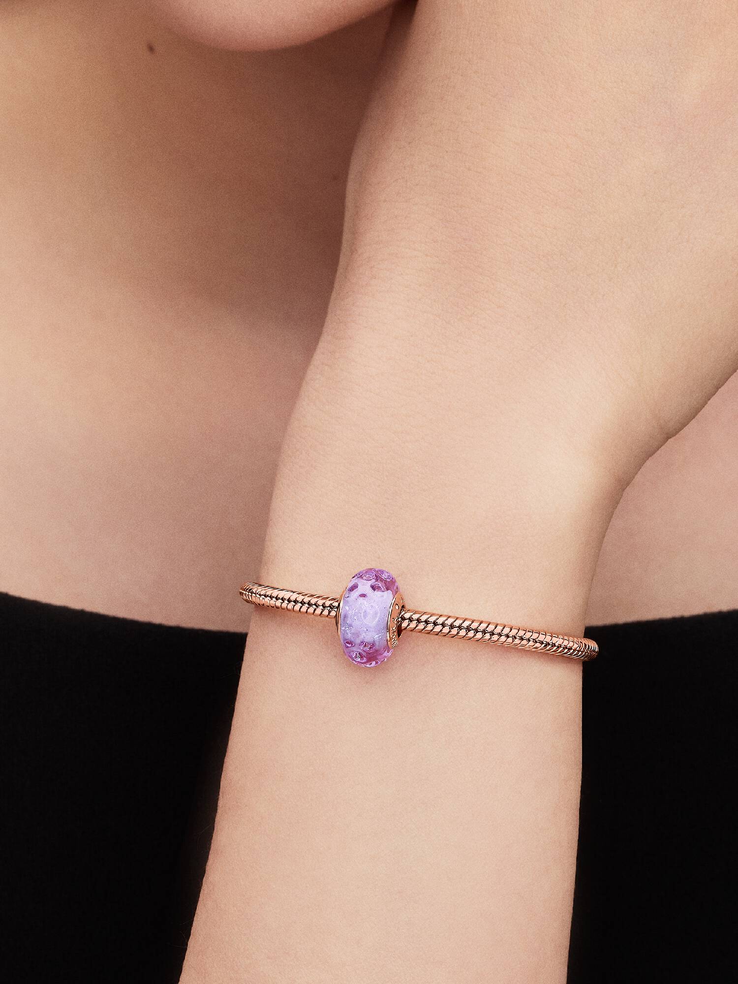 Wavy Lavender Murano Glass Charm