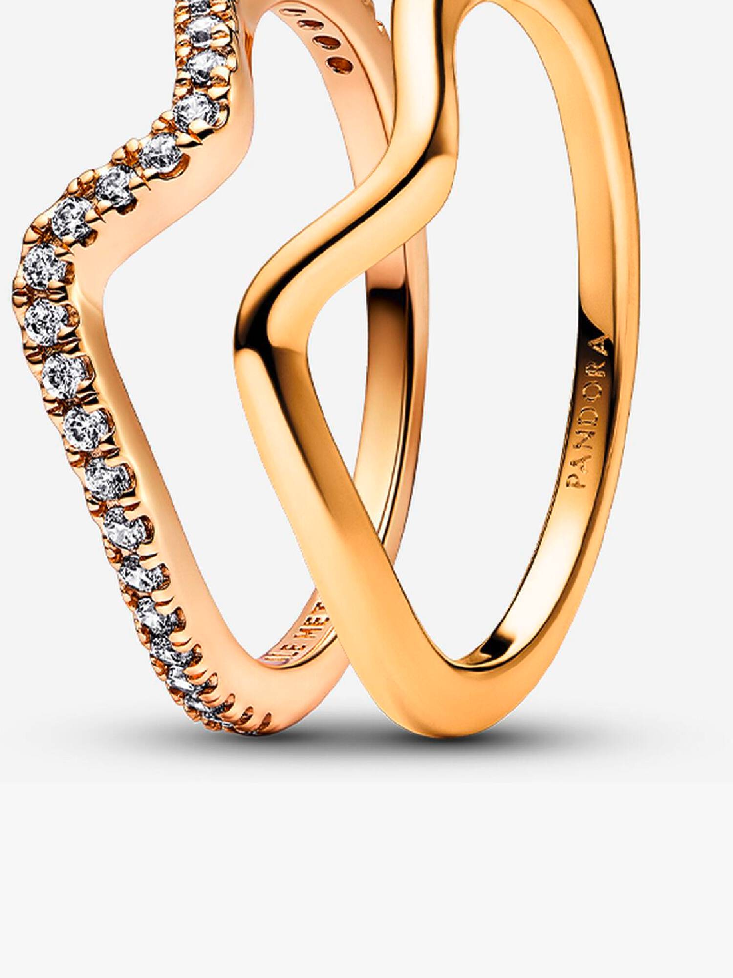 Gold Wave Ring Stack