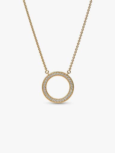 Pandora Signature Pavé & Hearts Circle Pendant Necklace