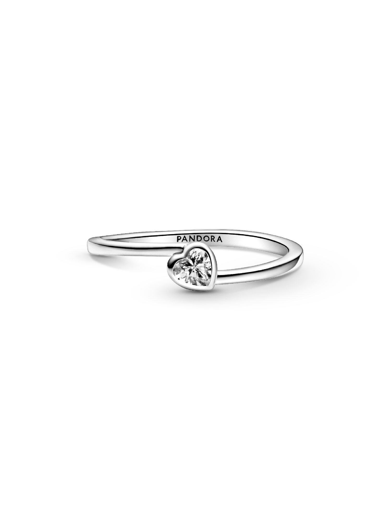 Clear Tilted Heart Solitaire Ring | スターリングシルバー | パンドラ'