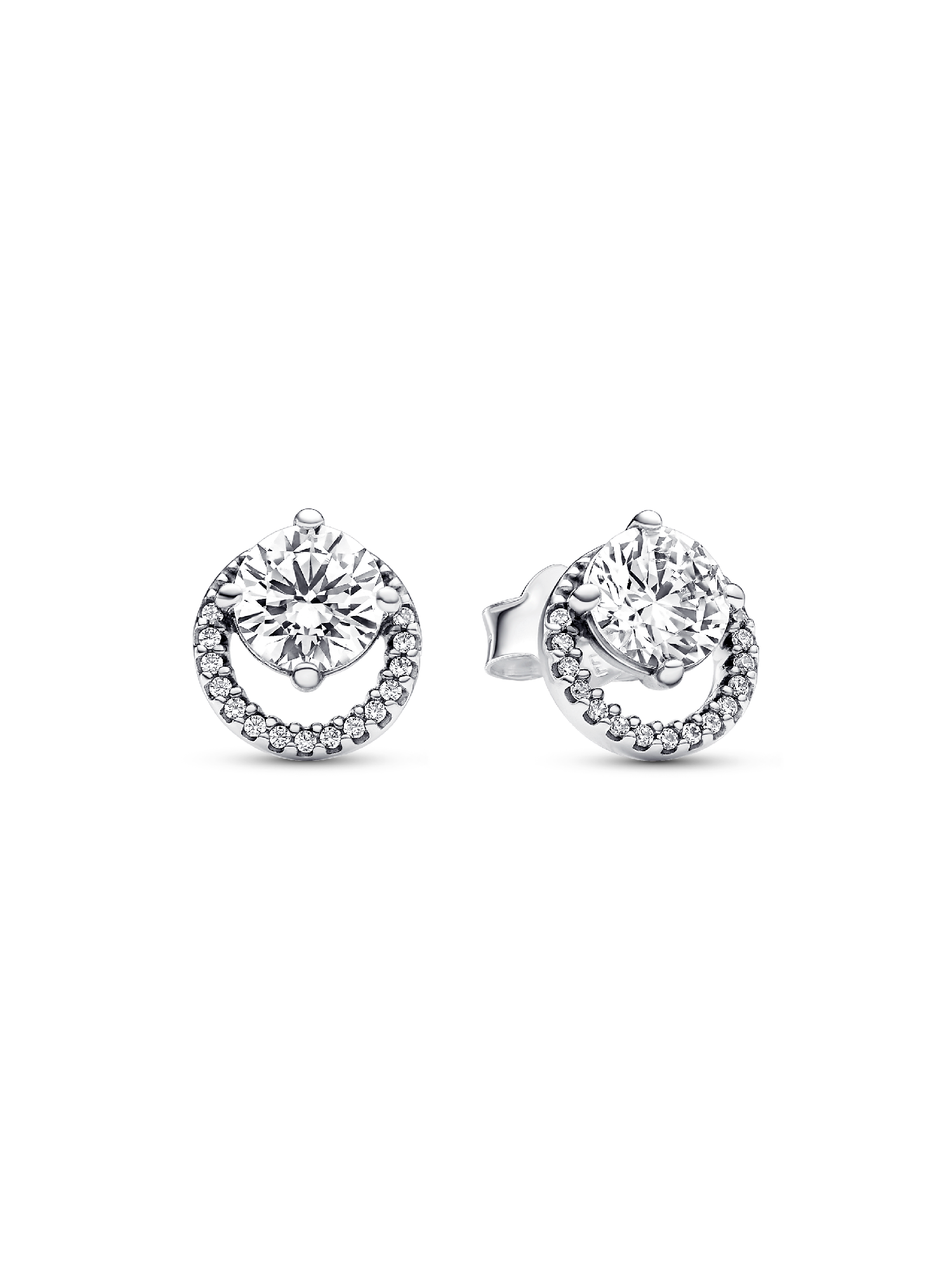 Sparkling Round Halo Stud Earrings