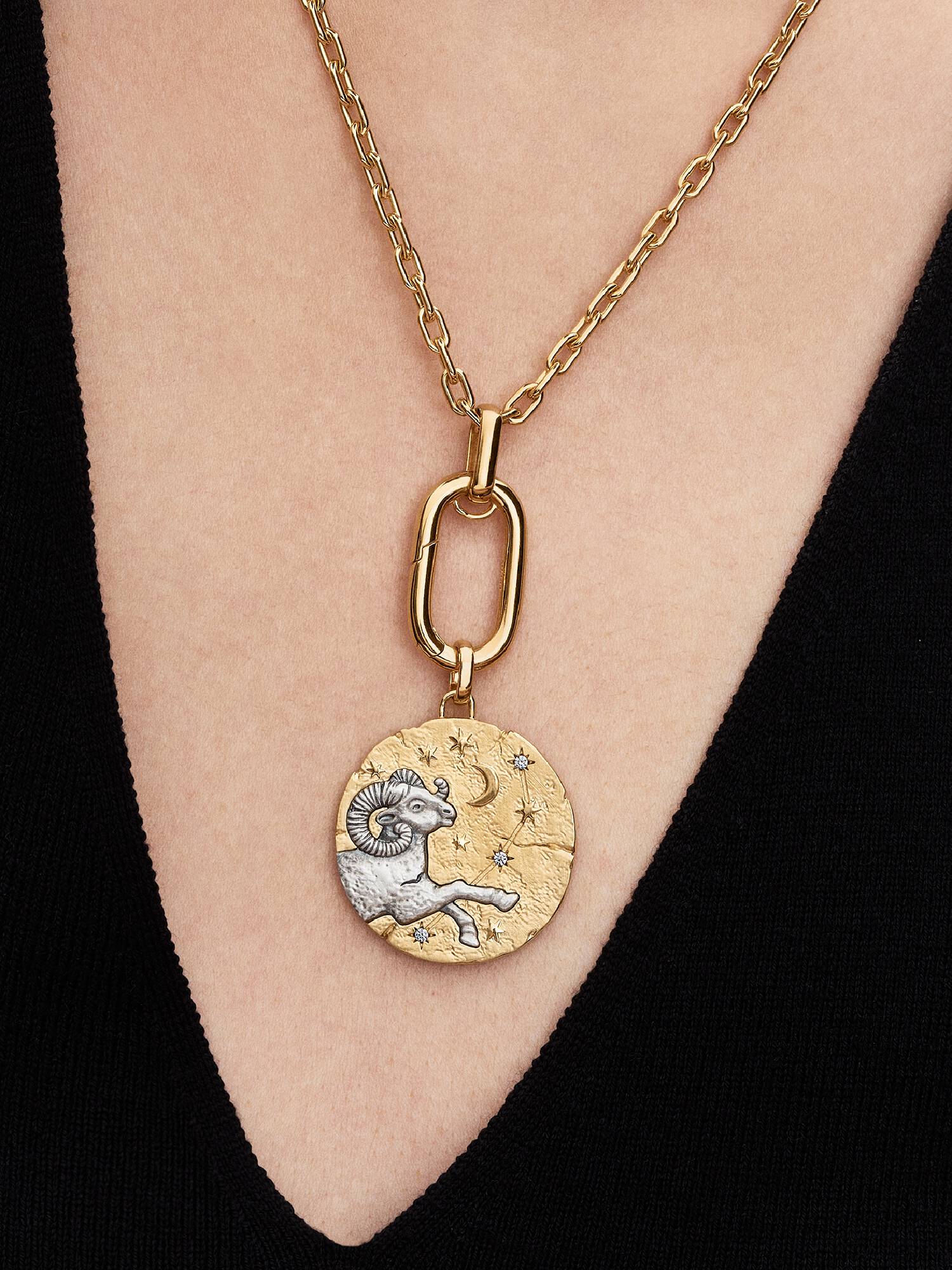 Aries Zodiac Oversized Medallion Charm